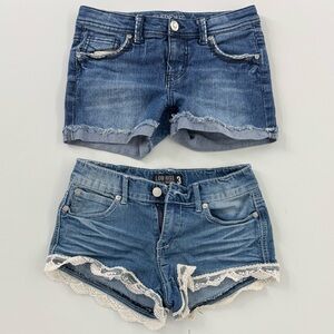 Pair of Denim Shorts (one with with Lace Trim) - Youth size Large
